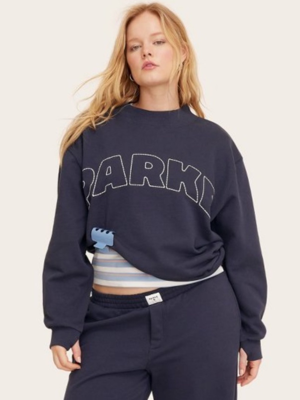 Parke X Target Navy Logo Mock Neck Pullover Sweatshirt L/XL NWT Ships Fast